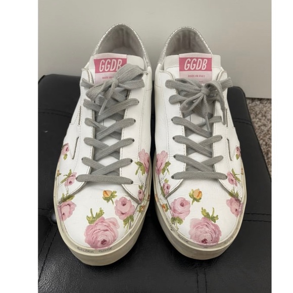 * Rare Golden Goose Hi Star Leather Trainers Floral Size 41 - Picture 5 of 13